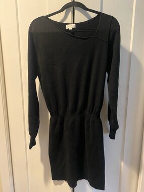 New Evereve Black Long Sleeve Knit Dress